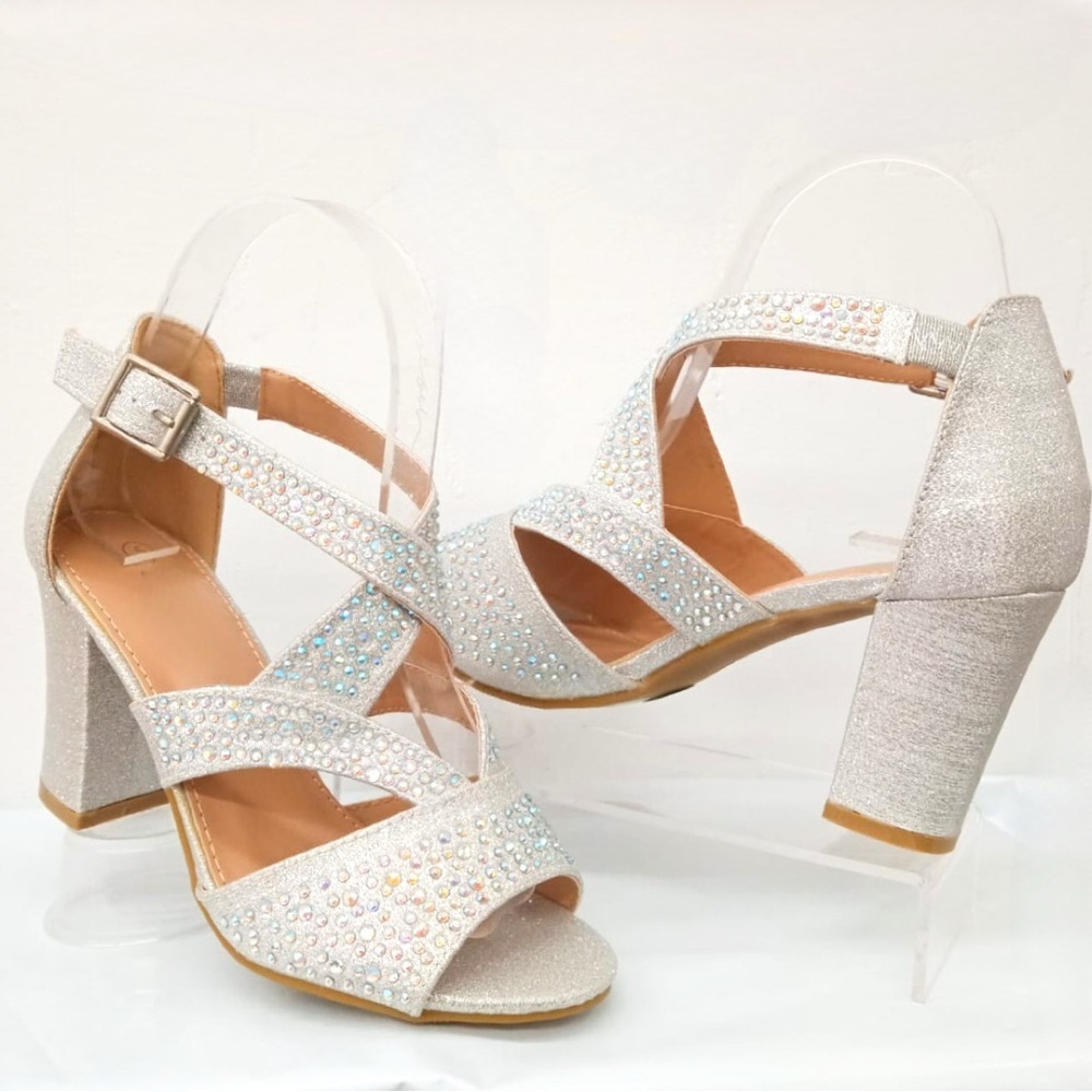 Elegant Women’s Silver Strappy Heels